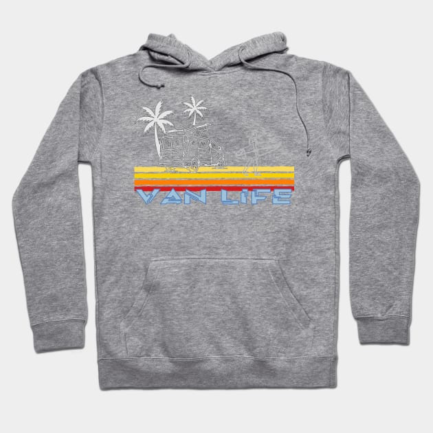 Van Life Surfing Guy with surf board Hoodie by Surfer Dave Designs